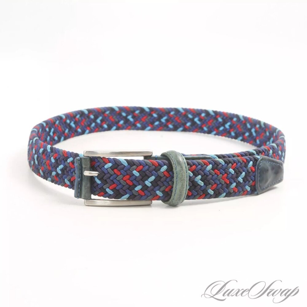 $450 Authentic ANDERSON'S Made in ITALY Men's Multi-Colors Braided Belt Sz.36